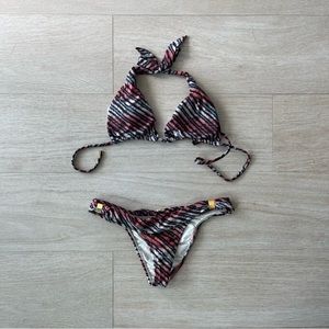 VIX PAULA HERMANNY gold embellished tiger print bikini set. Two-piece bikini set